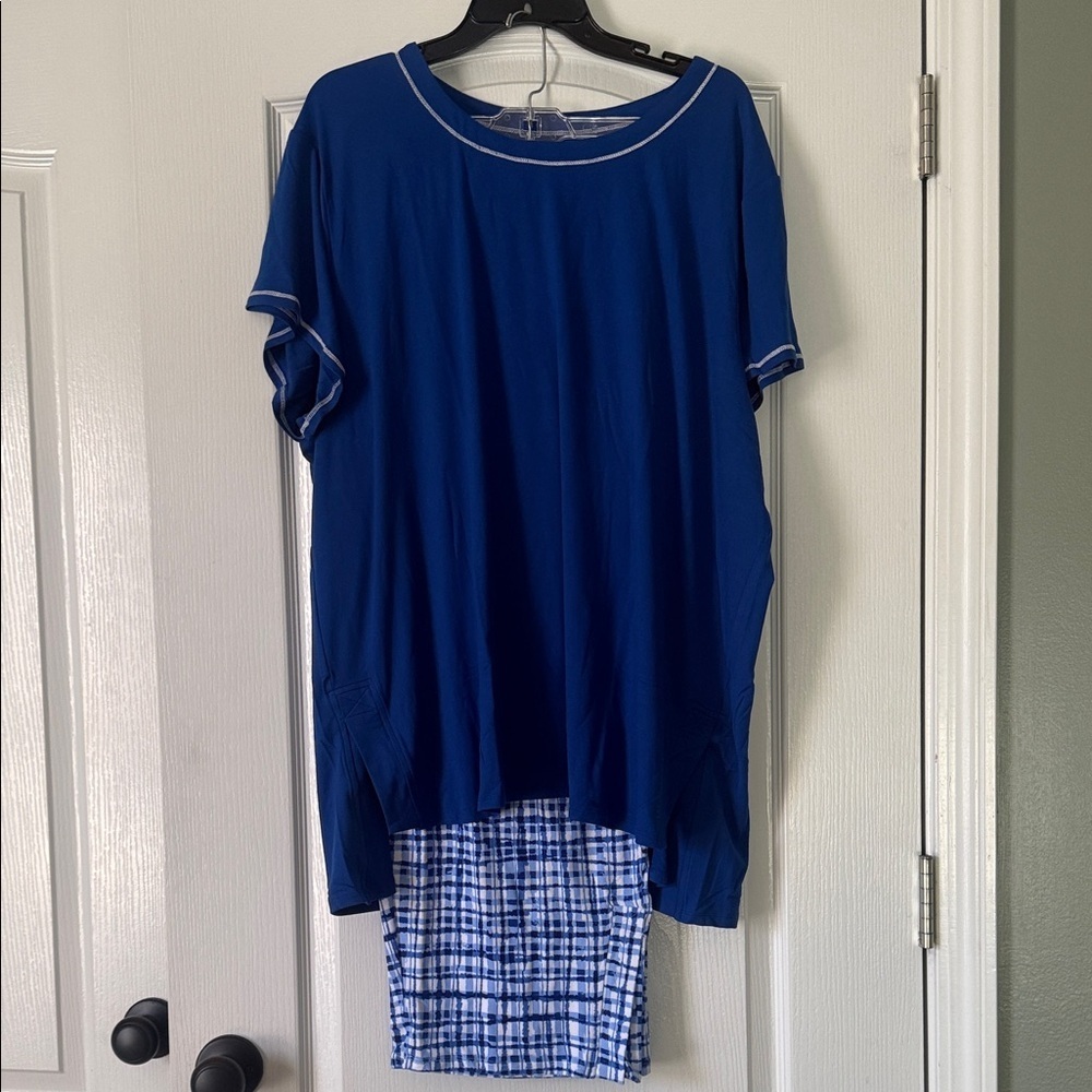 Cuddl Duds Smart Comfort Blue and White and White Stretch Size 3X